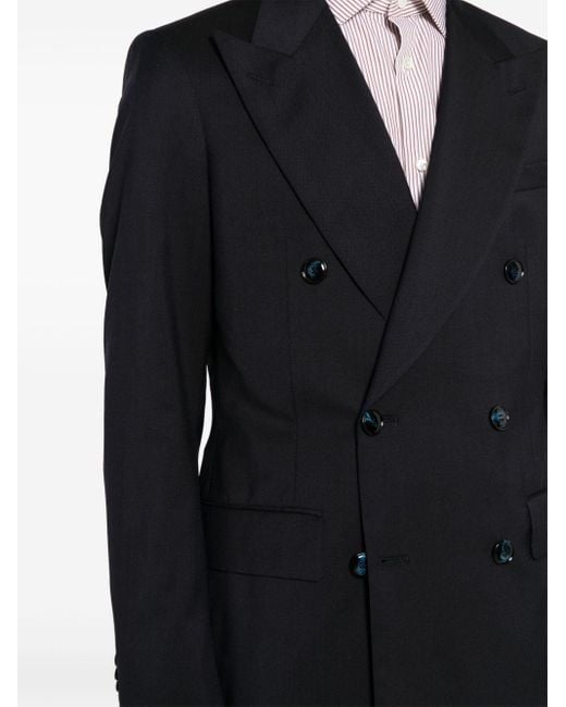 Giorgio Armani Black Peak-lapel Double-breasted Suit for men