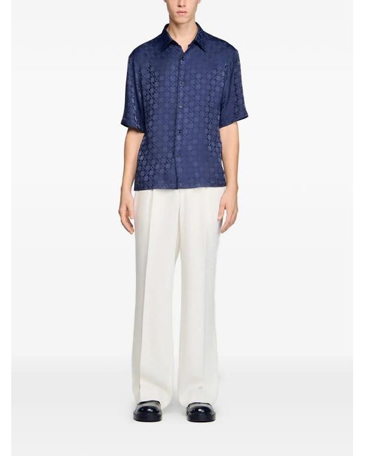Sandro Blue Check-Pattern Shirt for men