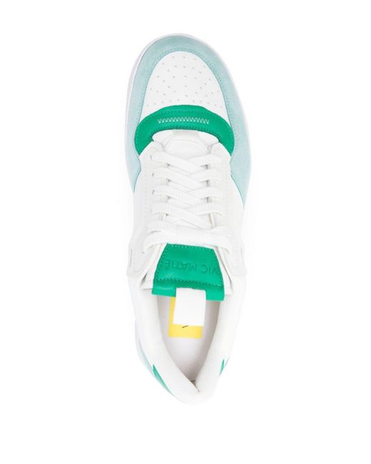 Vic Matié Blue Panelled Leather Sneakers for men