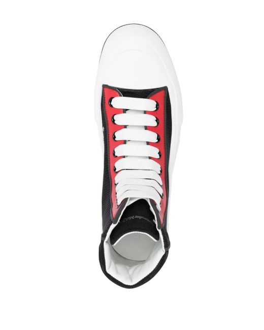 McQueen White Tread Slick Lace-Up Sneakers for men