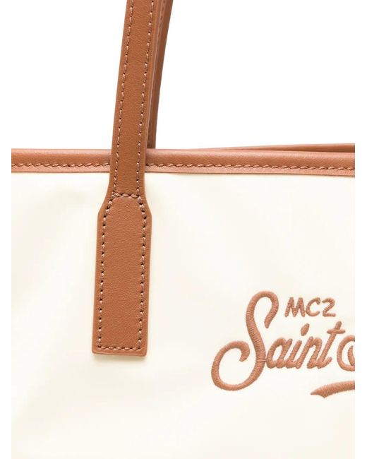 Mc2 Saint Barth White Embroidered-Logo Tote Bag