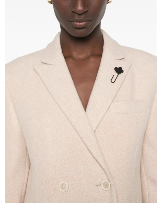 Lardini White Double-Breasted Notched-Lapel Wool Coat