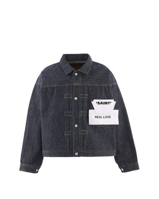 SAINT Mxxxxxx Blue X Berberjin Buttoned Denim Jacket for men