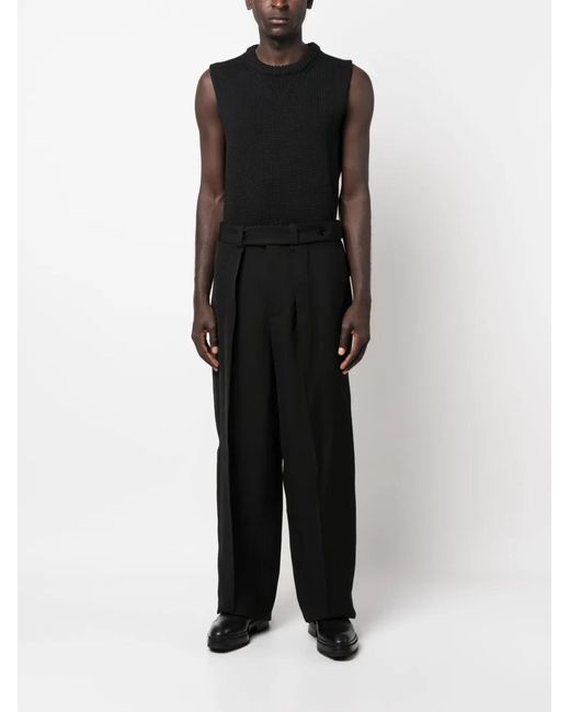 Jil Sander Black Pleated Wide-Leg Trousers for men