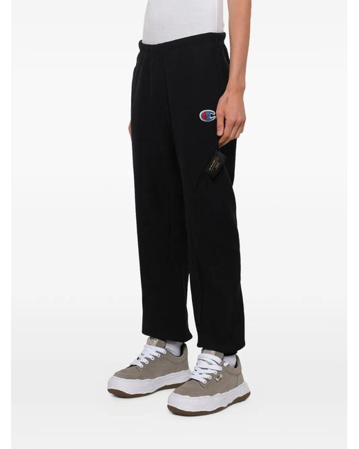 Undercover Black X Champion Logo-Patch Track Pants for men
