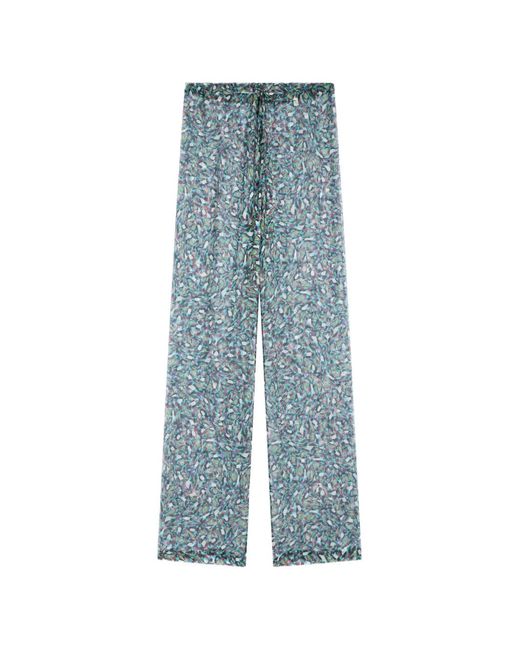 Dries Van Noten Blue Elasticated Silk Pants