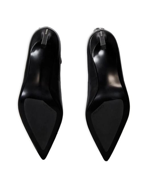 Calvin Klein Black Chain-Embellished Pointed-Toe Pumps
