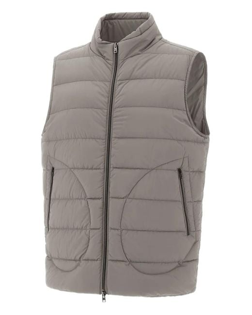Herno Gray Quilted Zip-Front Gilet for men