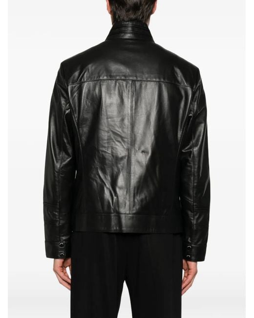 SERGIO MORETTI FIRENZE Black Snakeskin-Effect Panelled Jacket for men