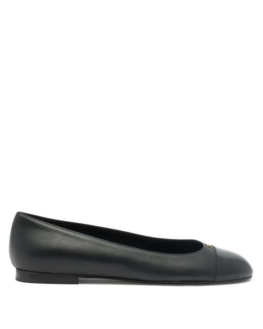 Bally Black Toe-Cap B-Chain Leather Ballet Flat