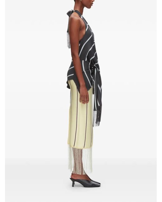 3.1 Phillip Lim Black Striped Fringe Top