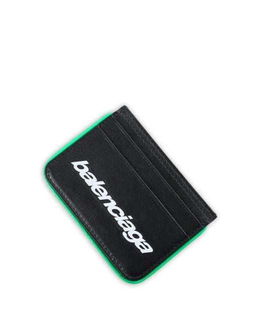 Balenciaga Black Biker Logo-Print Card Holder for men