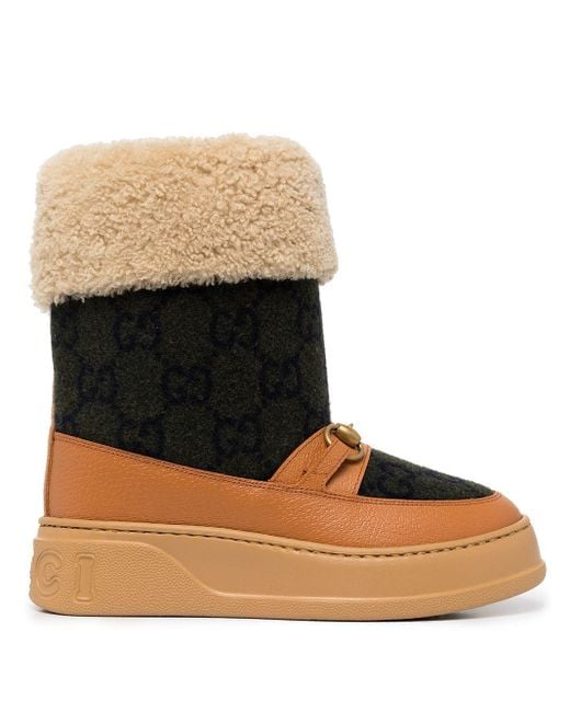 Gucci Wool Interlocking G Shearling Boots Lyst