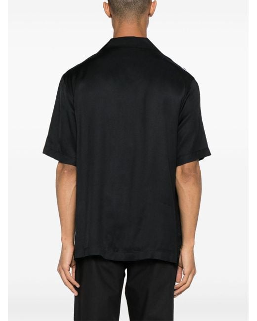 Versace Jeans Couture Black Logo-Tape Short-Sleeve Shirt for men