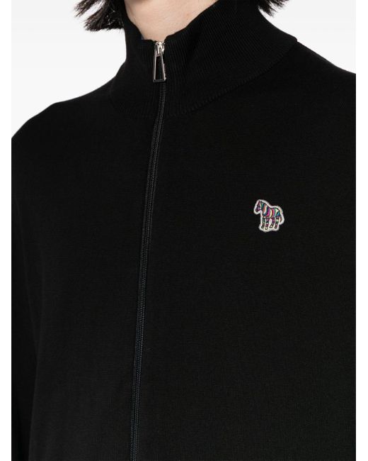 PS by Paul Smith Black Logo-appliqué Organic Cotton Jacket for men