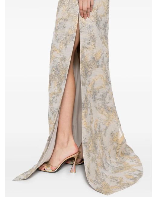 Saiid Kobeisy White Brocade Long Dress