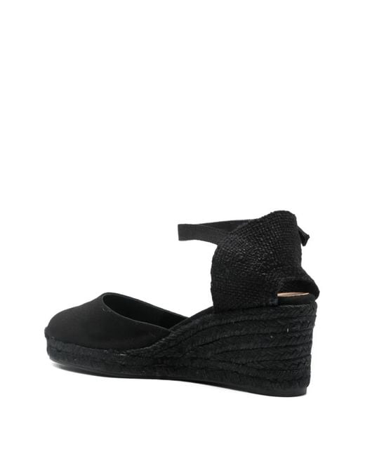 Castaner Black Ankle Strap Wedge Espadrilles