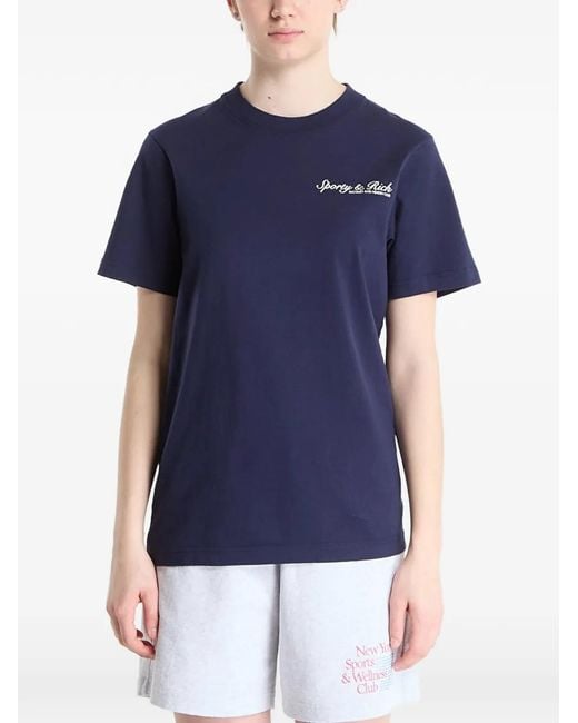 Sporty & Rich Blue Syracuse Logo-Print T-Shirt