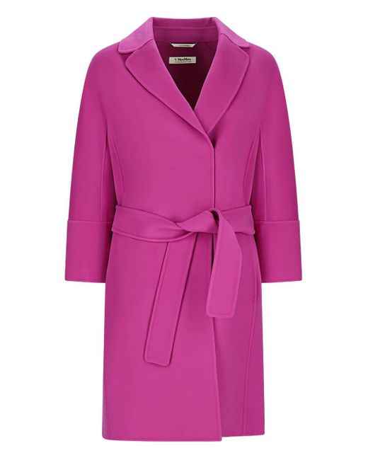 Max Mara Arona Belted Wool Coat in Pink Lyst UK