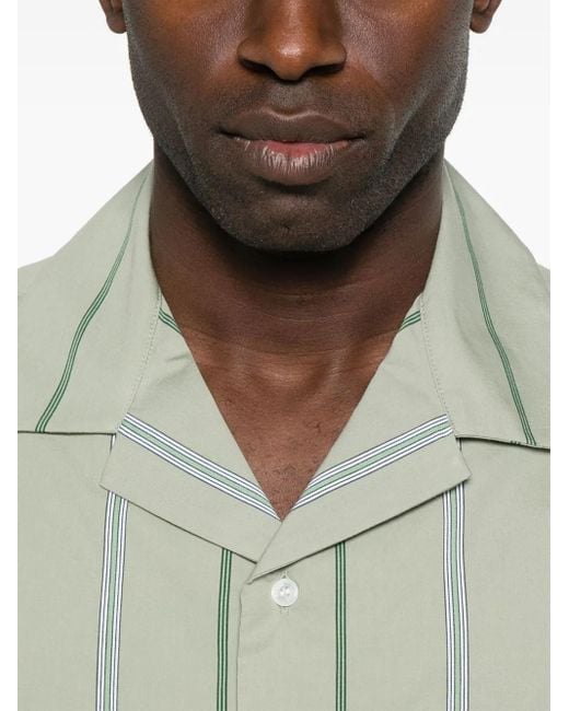 Maison Kitsuné Green Striped Shirt for men
