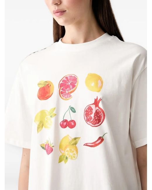 Never Fully Dressed White Fruit-Print T-Shirt