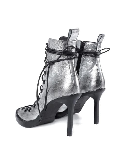 Ann Demeulemeester Black Laminierte Hilla Schnürstiefel