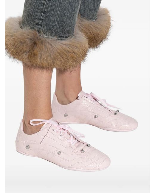 Balenciaga Pink Studded-Detail Sheepskin Trainers