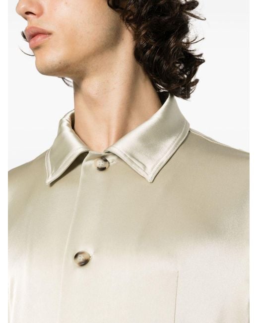 Nanushka Natural Satin Long-sleeve Shirt for men