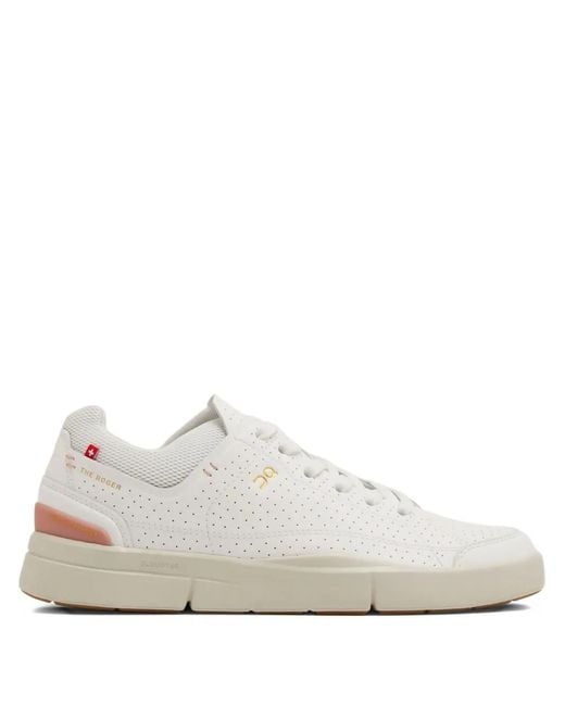 On Shoes White Logo-Print Perforated Low-Top Sneakers