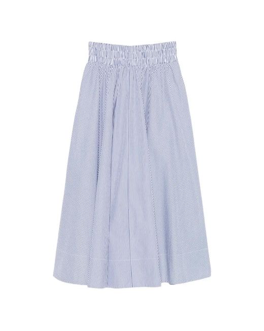 Suzie Kondi White Kyria Striped Smocked Midi Skirt
