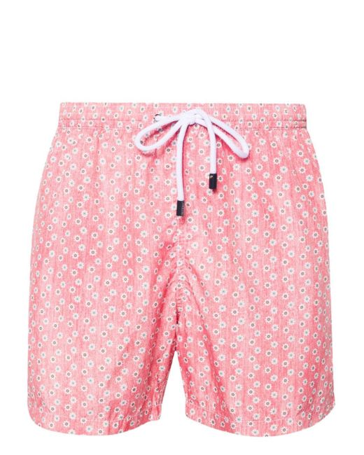 Barba Napoli Pink Floral-print Swim Shorts for men