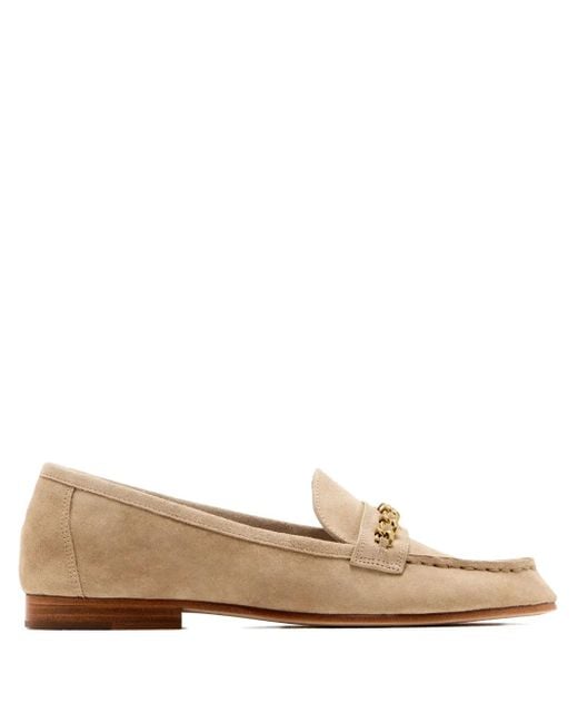 Veronica Beard Brown Chain-Embellished Suede Loafers