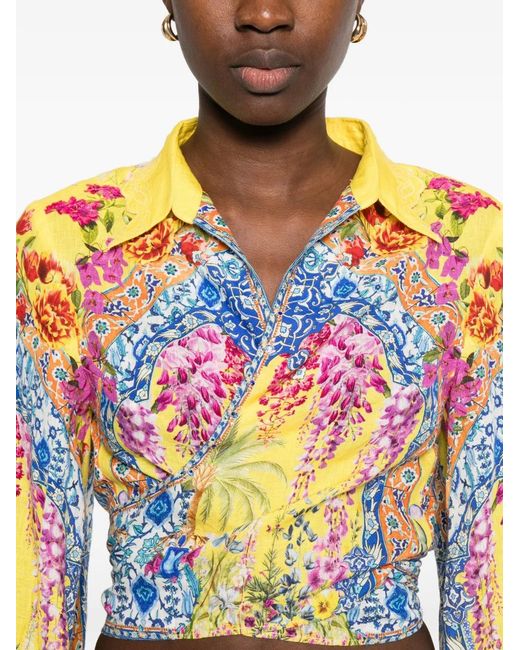 Camilla White Floral Print Wrap Shirt