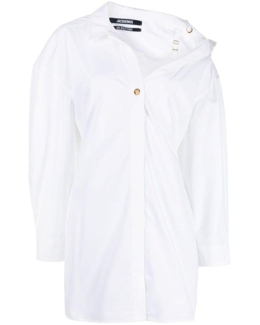 Jacquemus La Mini Robe Chemise Blousejurk in het White