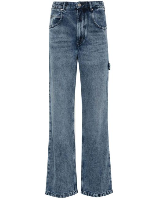 Isabel Marant Blue Halbhohe Straight-Leg-Jeans
