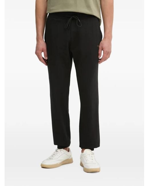 Aeronautica Militare Black Logo-Embroidered Drawstring Track Pants for men