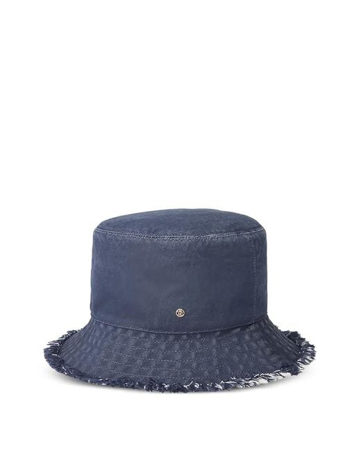 Maison Michel Blue Jason Fringed Appliqué Hat