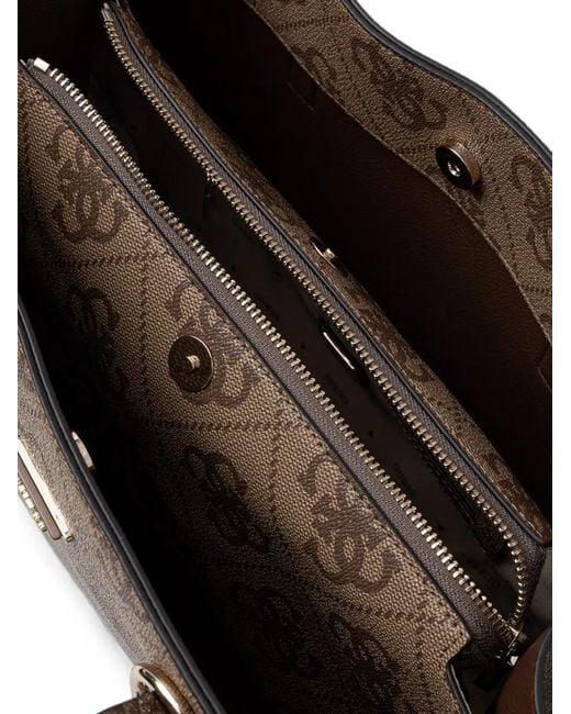 Guess Brown Sac Cabas Meridian À Monogramme Imprimé Et À Plaque Logo