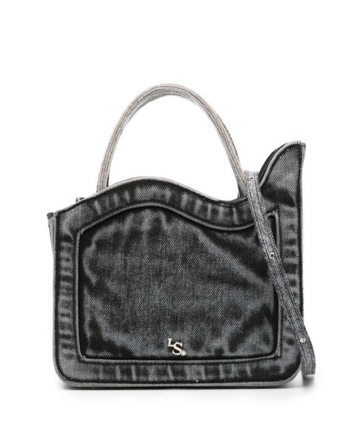 Mini sac Ivy en jean à effet usé Le Silla en coloris Black