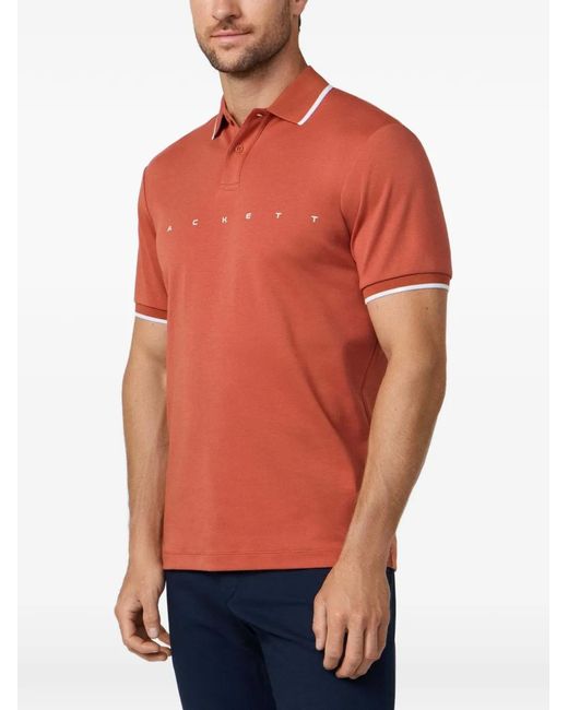 Hackett Red Logo-Print Short-Sleeve Polo Shirt for men