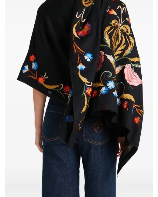 Temperley London Black Embroidered Scarf