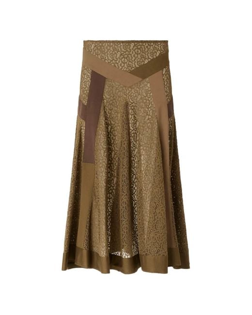 Gonna Midi Con Design Patchwork di Pinko in Natural