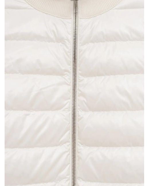 Moncler White Logo-Patch Padded Jacket