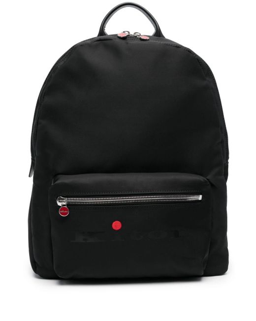 Kiton Black Backpack With Print for men