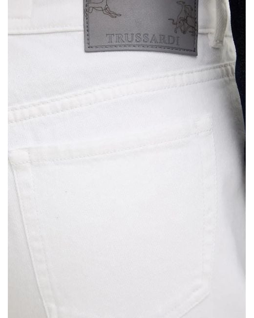 Trussardi White Logo-Patch Jeans