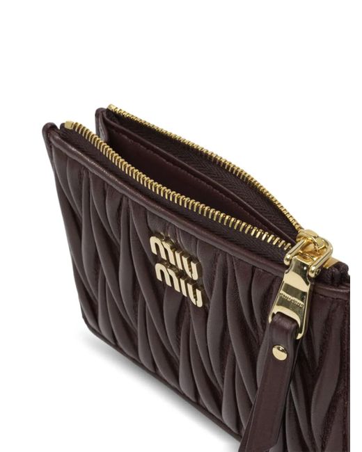 Portefeuille Zippé À Plaque Logo Miu Miu en coloris Brown