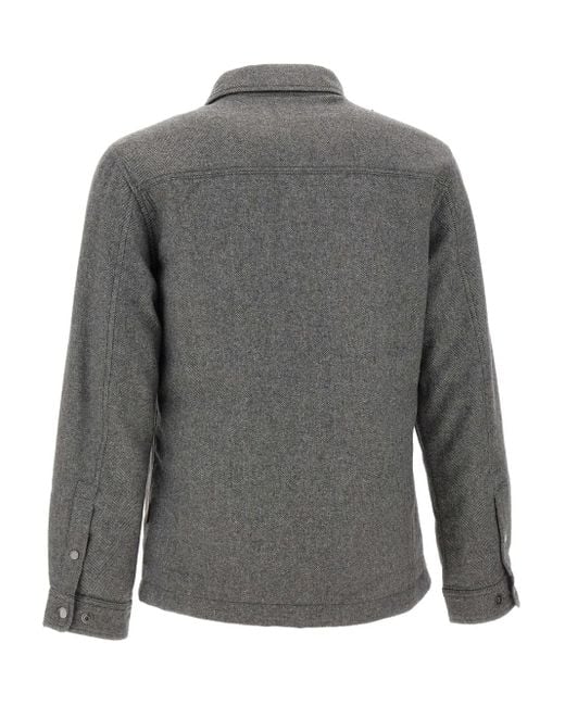 Woolrich Gray Herringbone Chest-Pocket Jacket for men