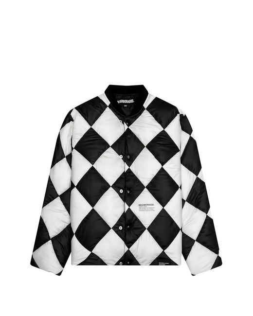 Neighborhood Black Checker Puffer Jacket for men