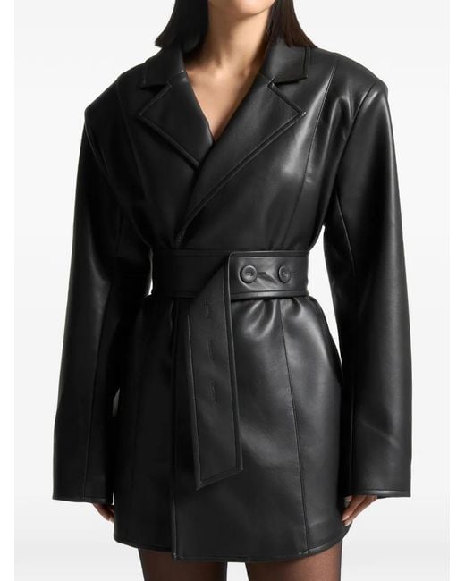 Manire De Voir Women's Black Oversized-Fit Belted Faux-Leather Blazer Mini  Dress - hulwithkids.com