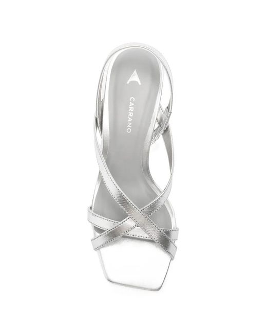Carrano White Strappy Square-Toe Sandals